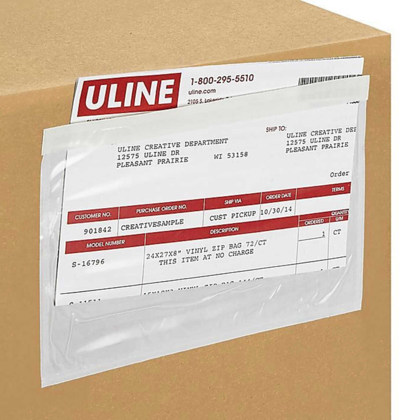 *Box of 1000* ULINE S-14006 Super Stick® Packing List Envelopes, Clear: 7  1/2 x 5 1/2