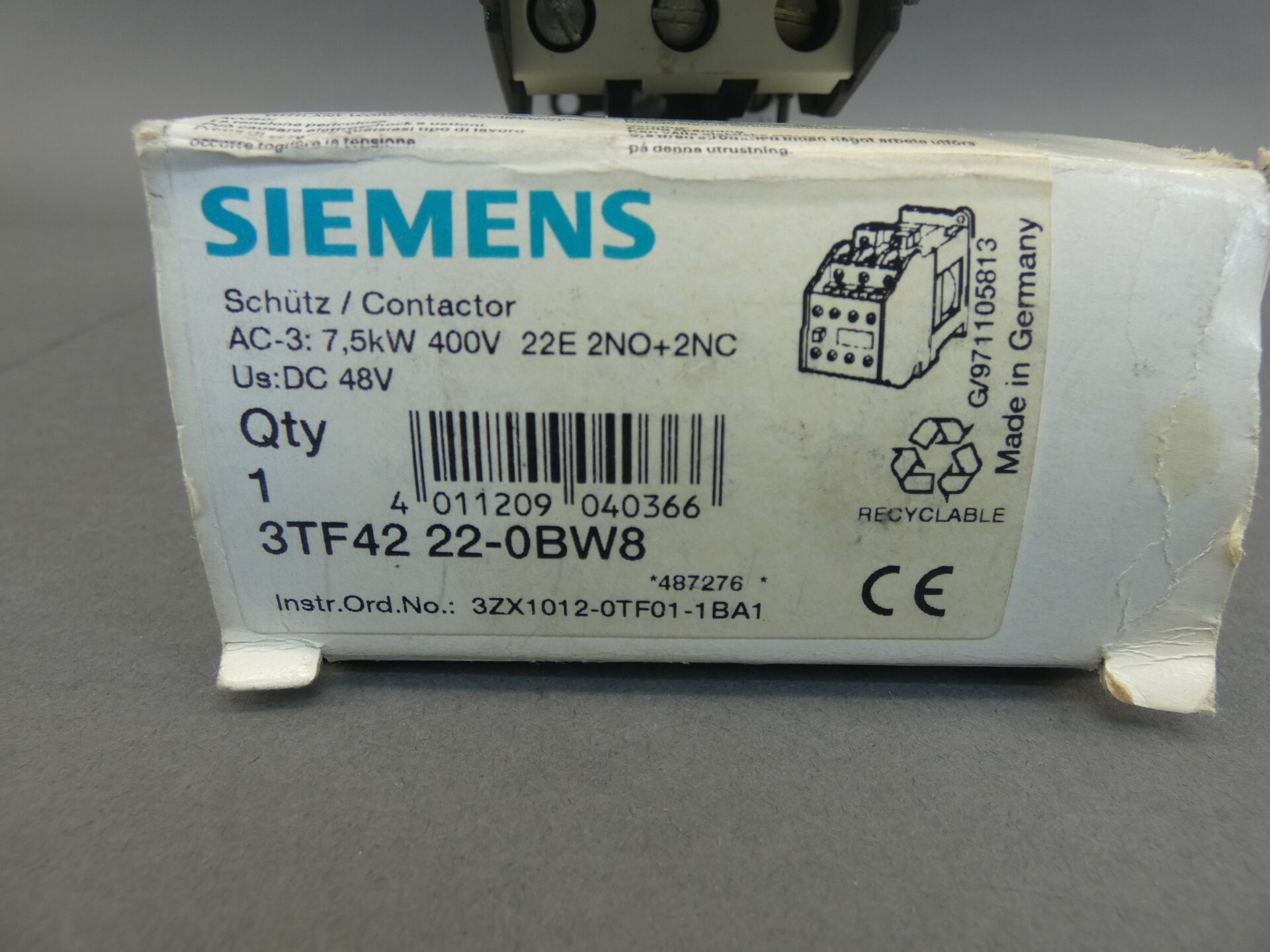 3tg22 22-0d/NEW/OVP Siemens Contactor/Contactor/Type 
