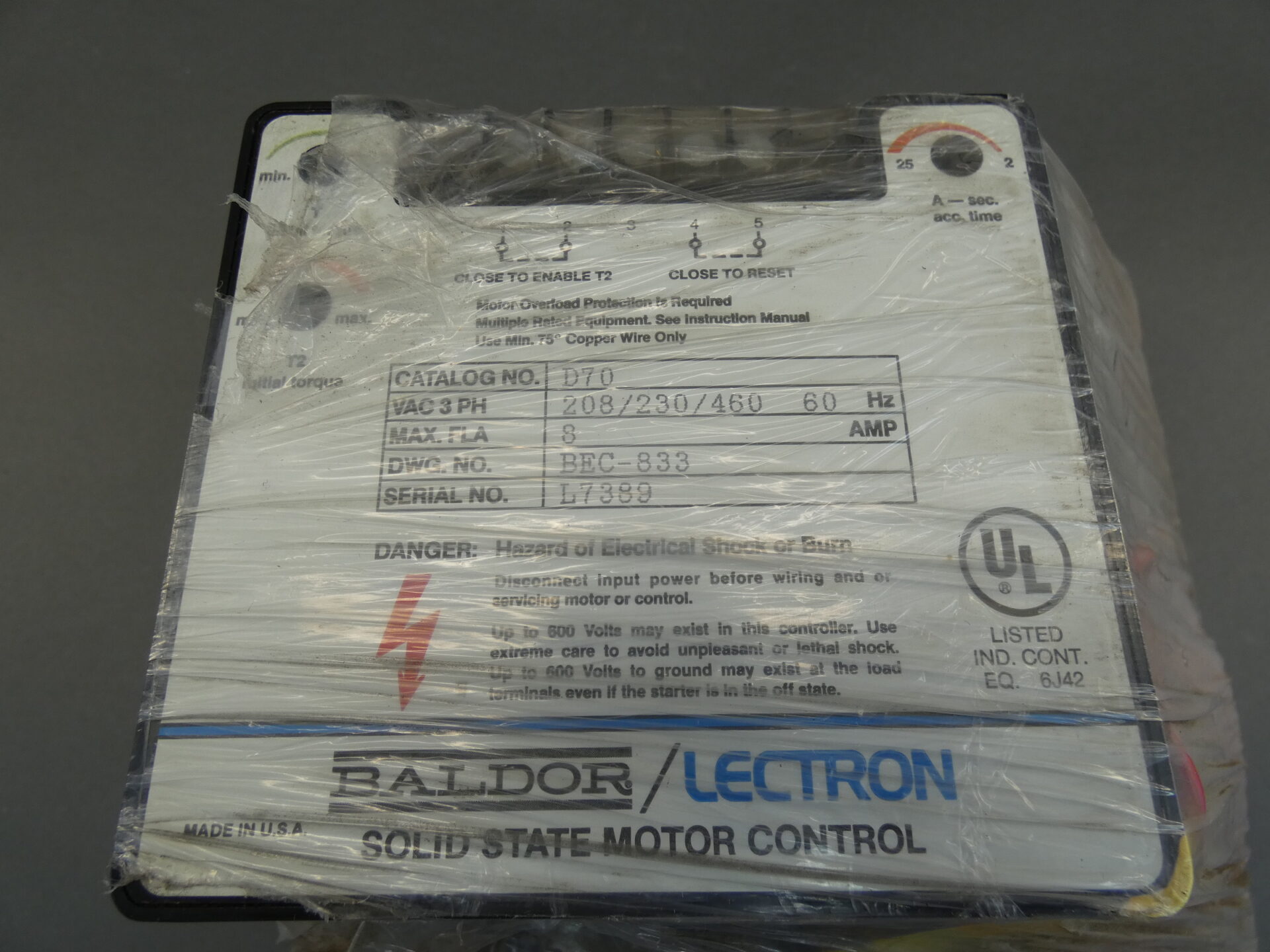 Details about   BALDOR LECTRON D80 DEFINITE PURPOSE CONTROL MOTOR CONTROL  208-575 VAC 3 PH 