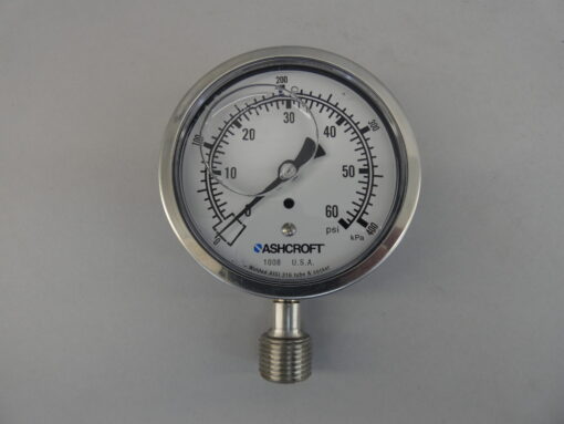 ASHCROFT 10-1008-SL-02L-30 100m Steel Pressure Filled Gauge 30 psi 101008SL02L30 