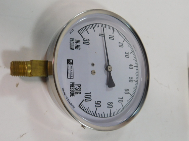 NEW Weksler EA14-C Pressure Gauge 4.5" Stainless Body,0-100 psi 1/4" NPT Bottom 