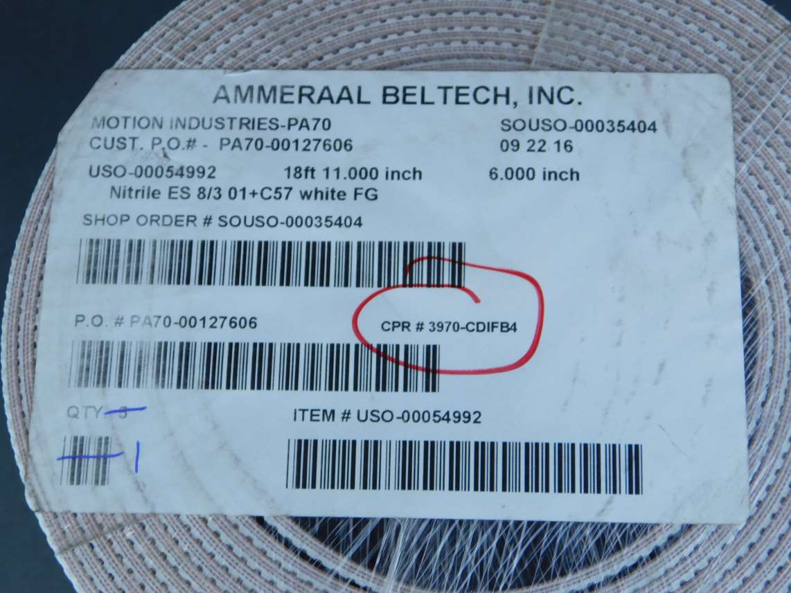 Nitrile White FG Conveyor Belt CDIFB4 