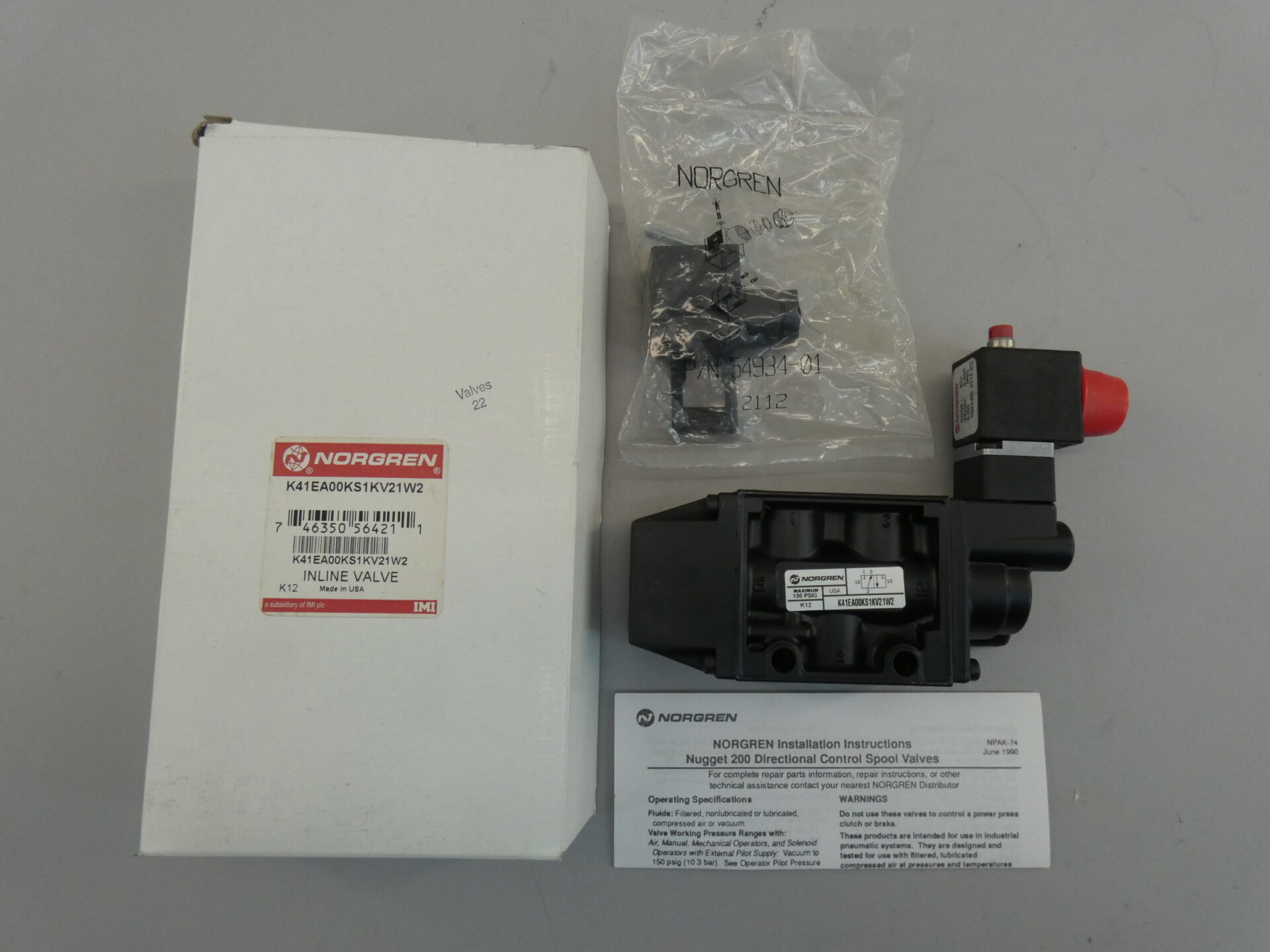 Norgren K41EA00KS1KV21W2 Inline Valve, Nugget 200 – GPM Surplus