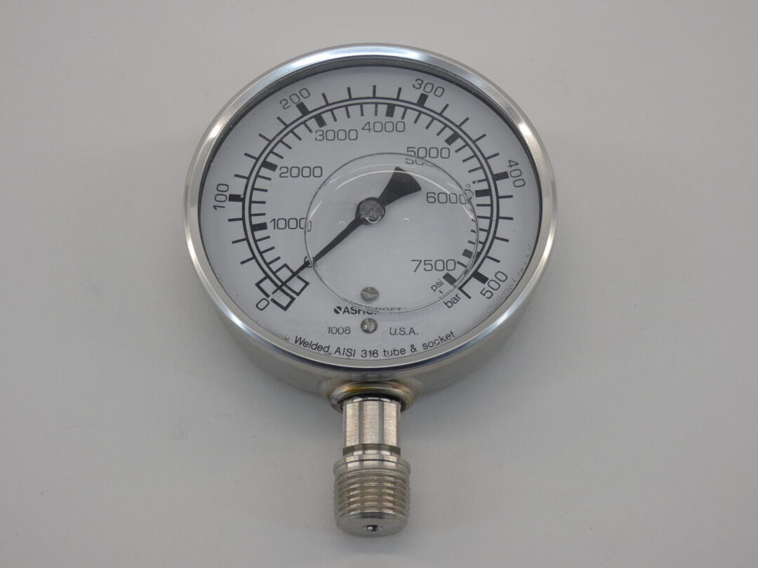 Ashcroft 10-1008-SL-04L Stainless Steel Gauge, 4″, 0-7500 PSI, 1/2″ NPT ...