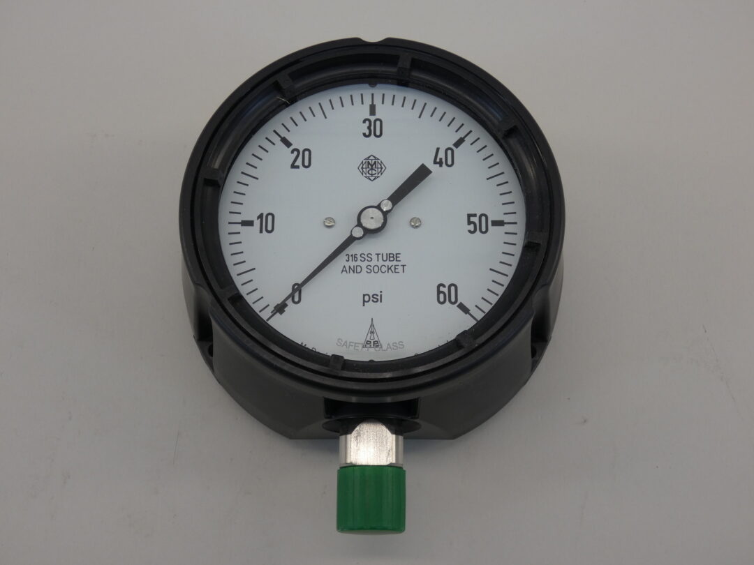 McDaniel Controls MPB/SCC Gauge 4″, 0 – 60 PSI, 1/2″ NPT Bottom, AB ...