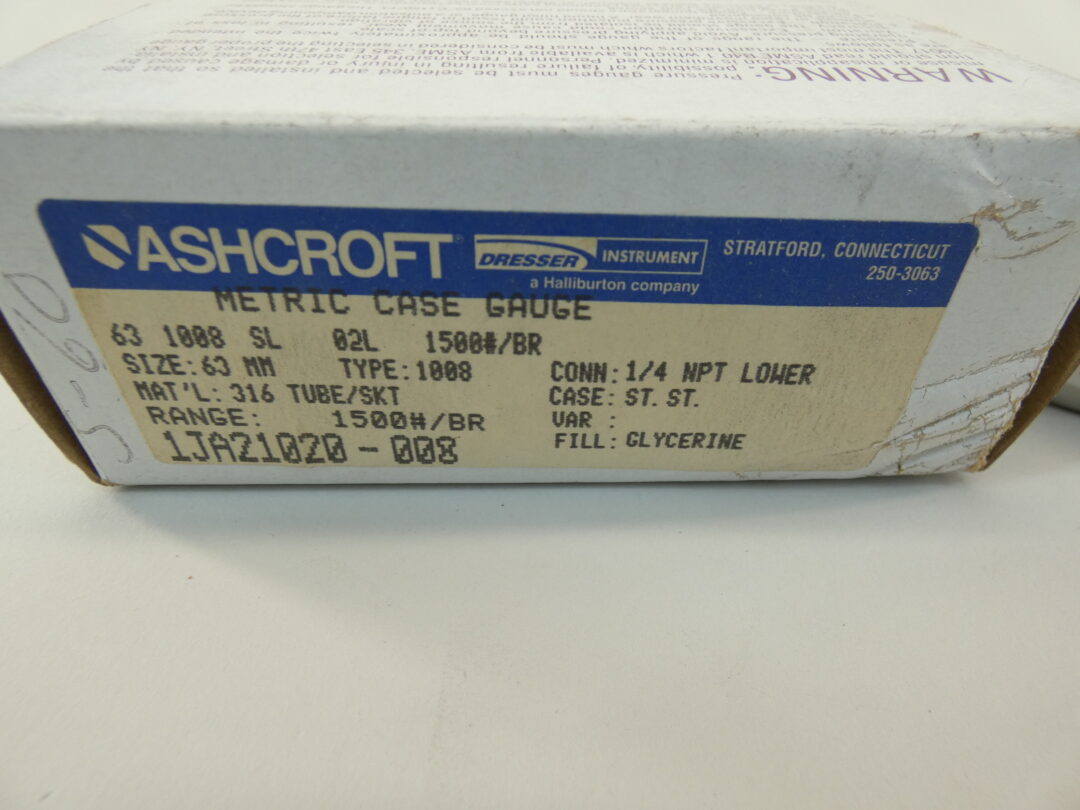 Ashcroft 631008SL02L1500/BR Gauge, 63mm, 01500 PSI, 1/4″ NPT
