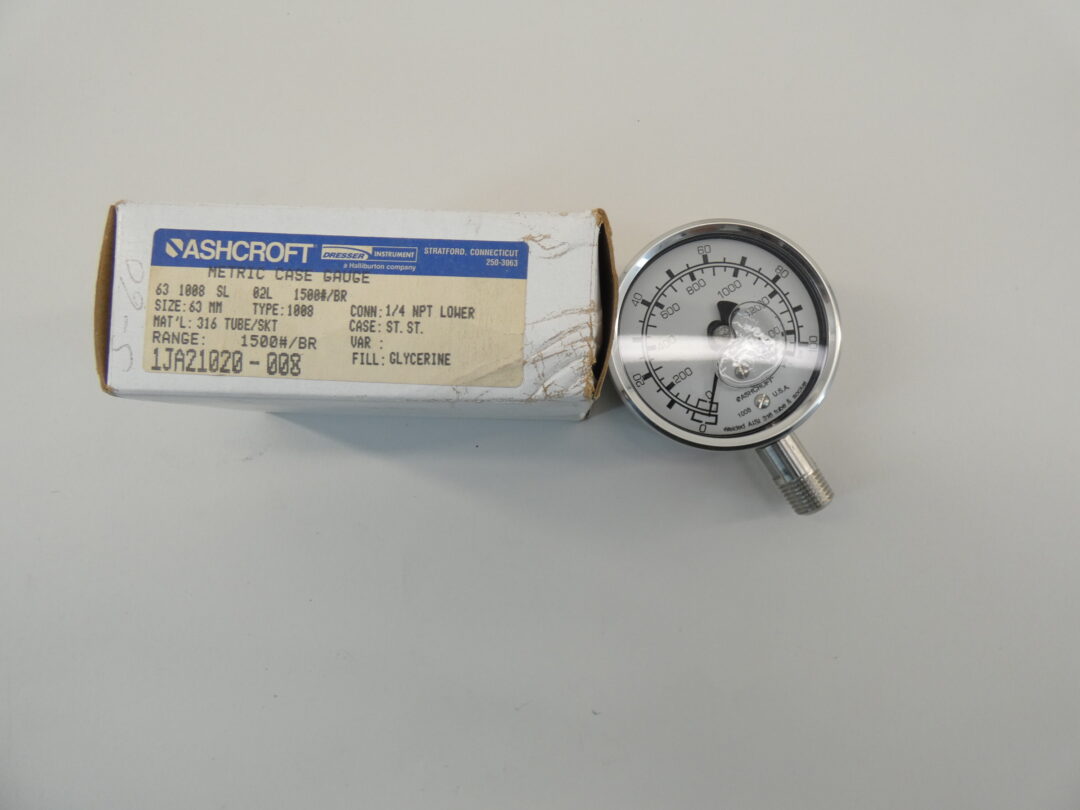 Ashcroft 631008SL02L1500/BR Gauge, 63mm, 01500 PSI, 1/4″ NPT