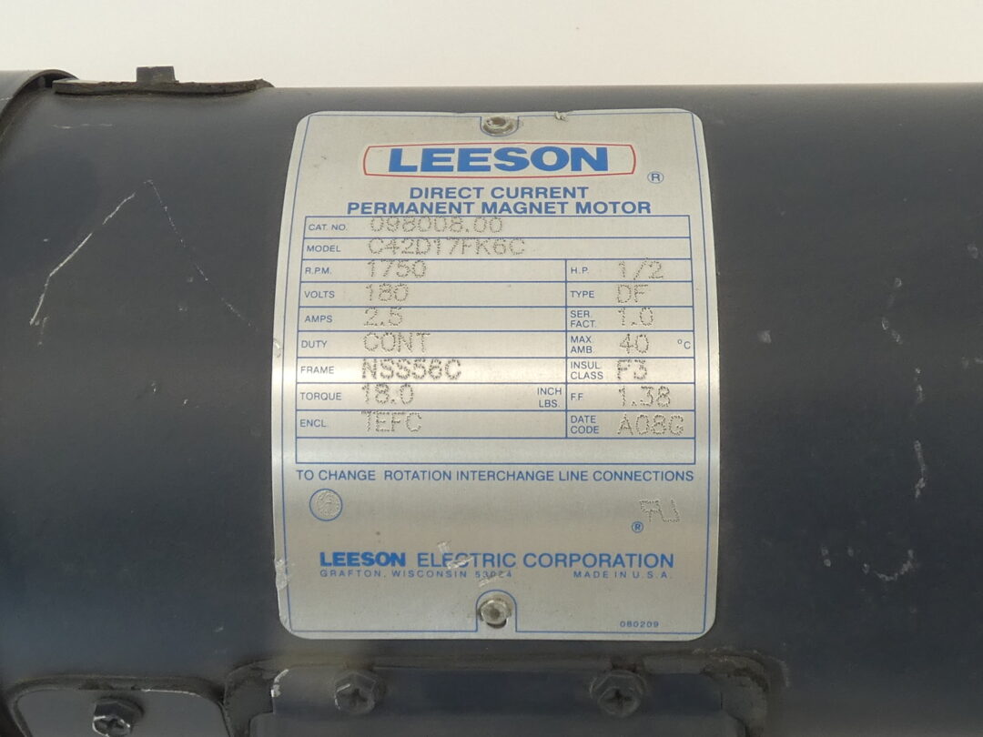 Leeson 1/2HP DC Motor C42D17FK6C NEW Surplus! 