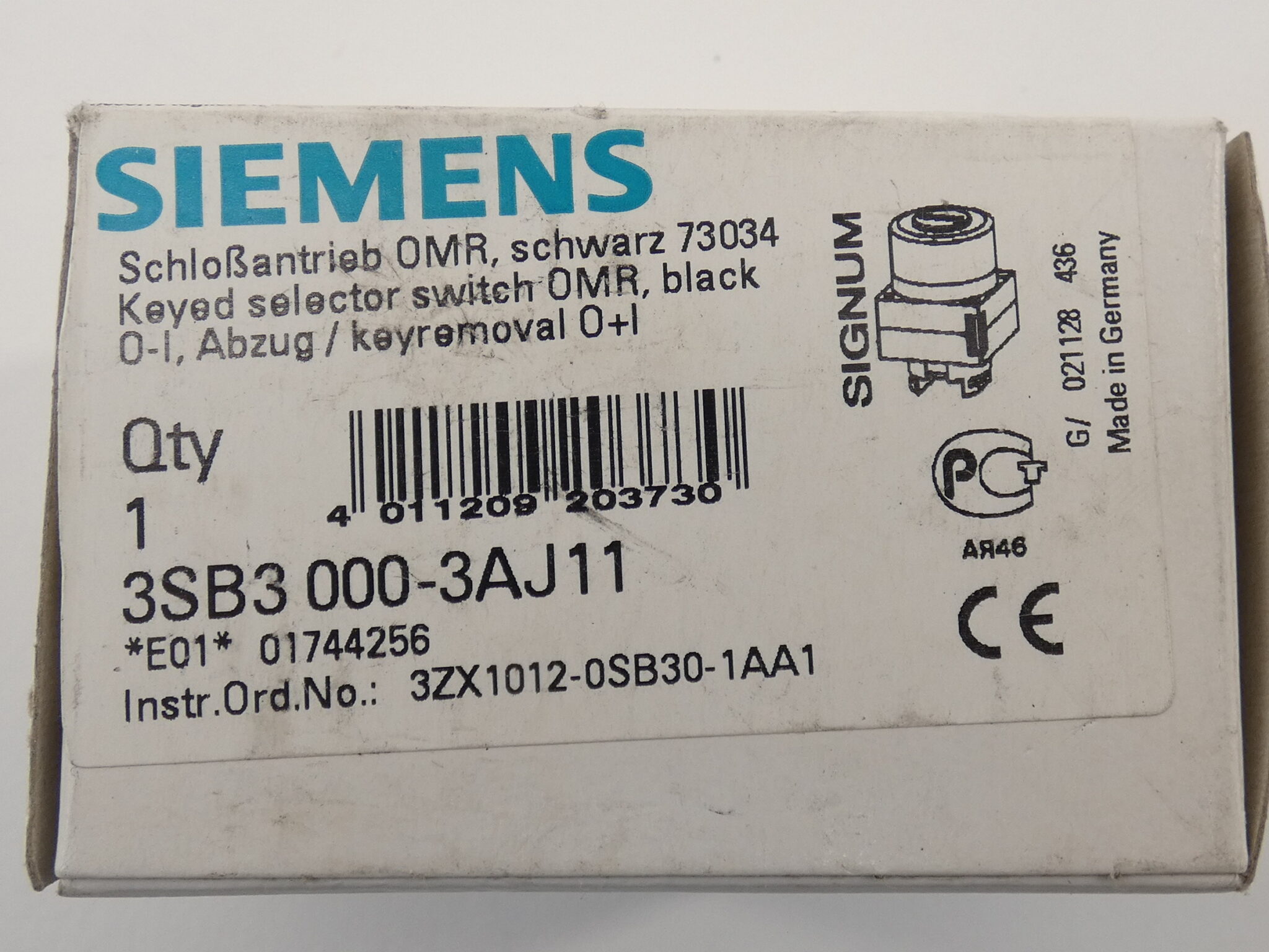 Siemens 3sb3000 3aj11 Black Keyed Selector Switch Signum Gpm Surplus