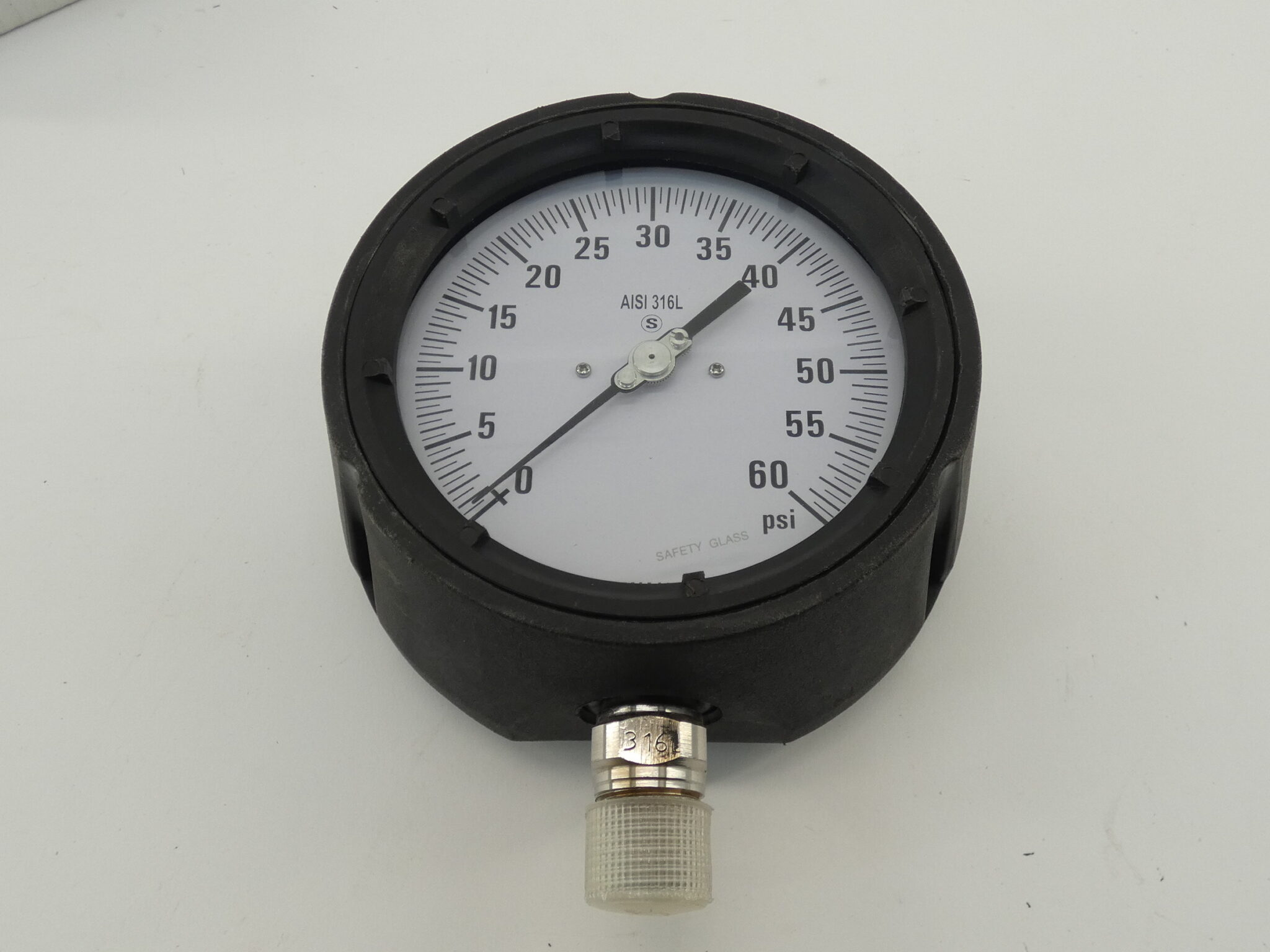 WAH Pressure Gauge, 5″ Face, 060PSI, 1/2″ NPT Bottom Connection GPM