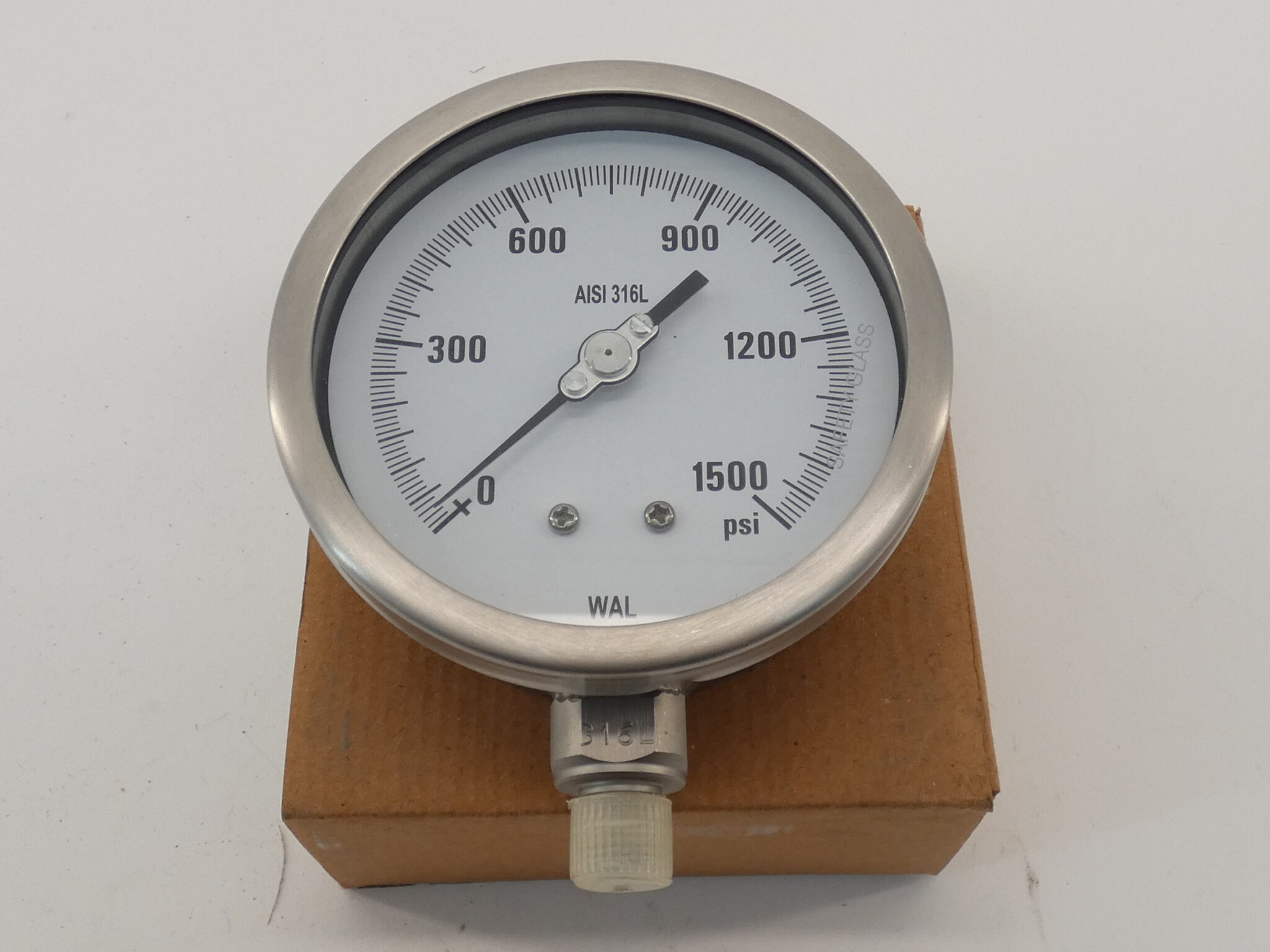 WAL Pressure Gauge 4" Face Dial 0-1500 PSI 1/4" NPT Bottom Connection - NEW S...