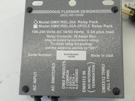 Doug Fleenor Design DMX1REL20A DMX Relay Pack, 100-240VAC – GPM Surplus