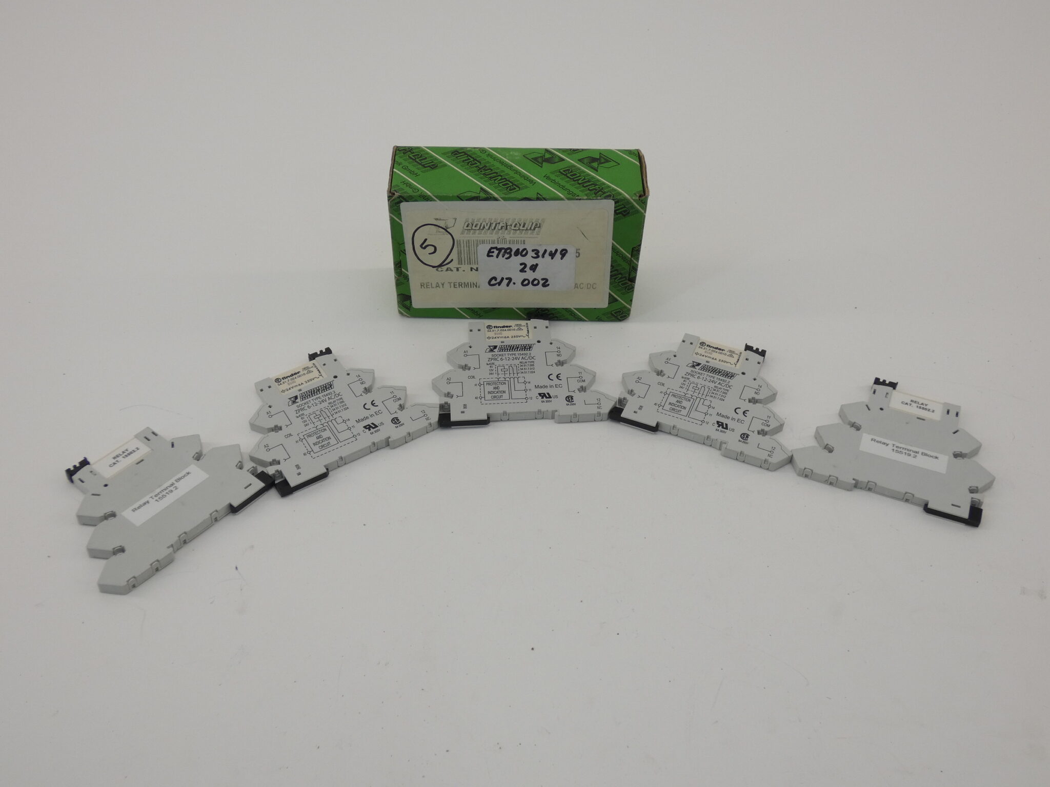 *Lot of 5* Conta-Clip ZPRC6-12-24V Socket Base W/ Finder 34.51.7.024.0010 Rel...