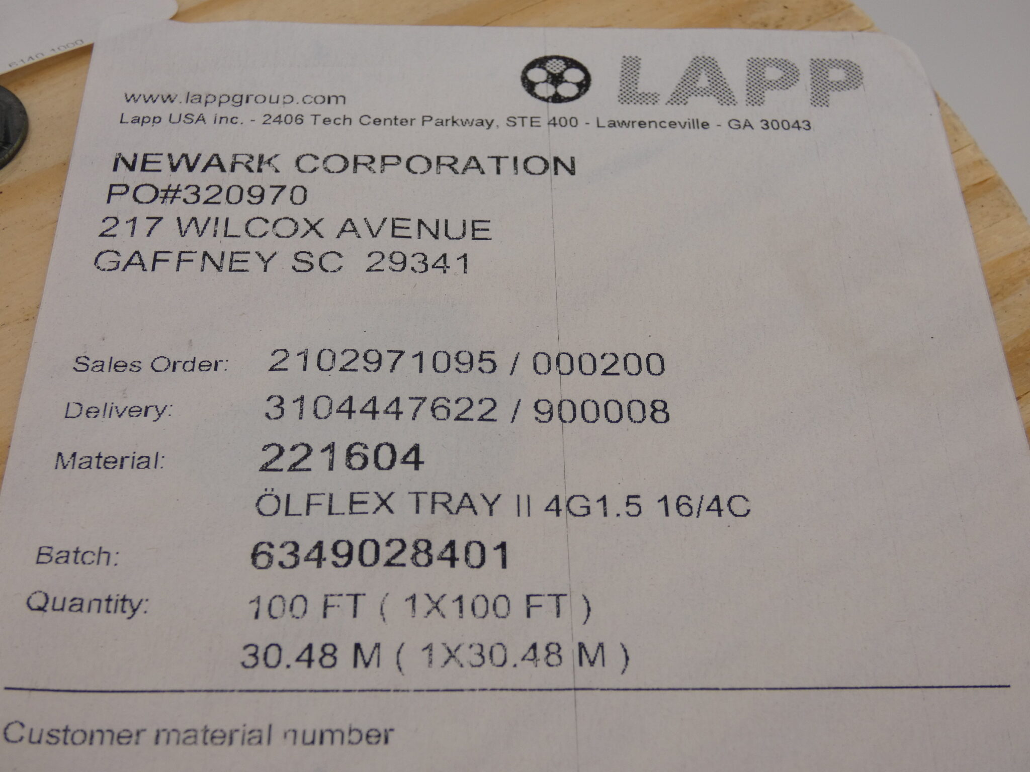 221604 Olflex Tray II Black Cable 100′ Feet 16 AWG/4C 600V GPM Surplus