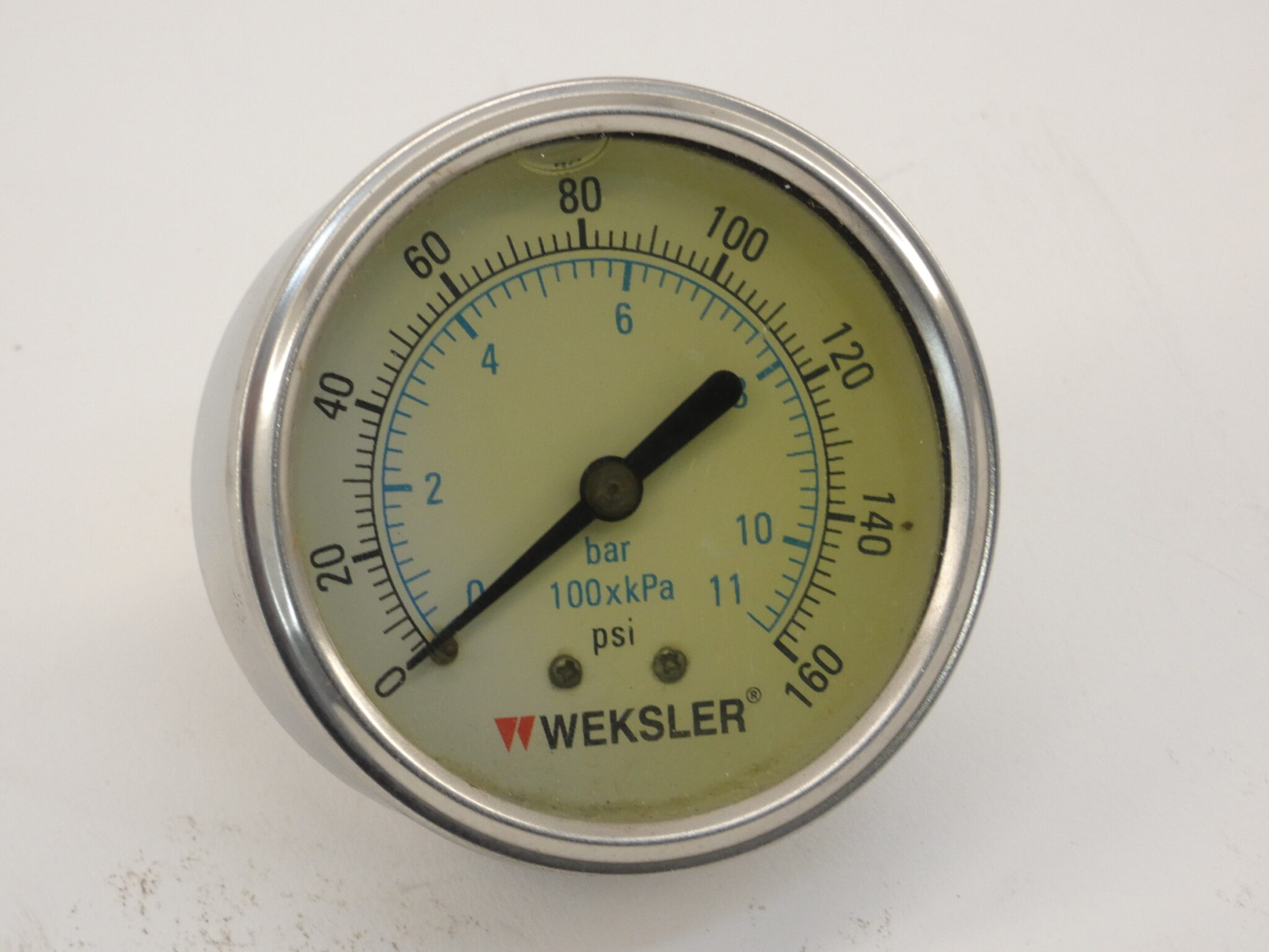 Weksler 0-160 PSI Pressure Gauge 2-1/2" Face Dial Glycerin Filled Back Connec...