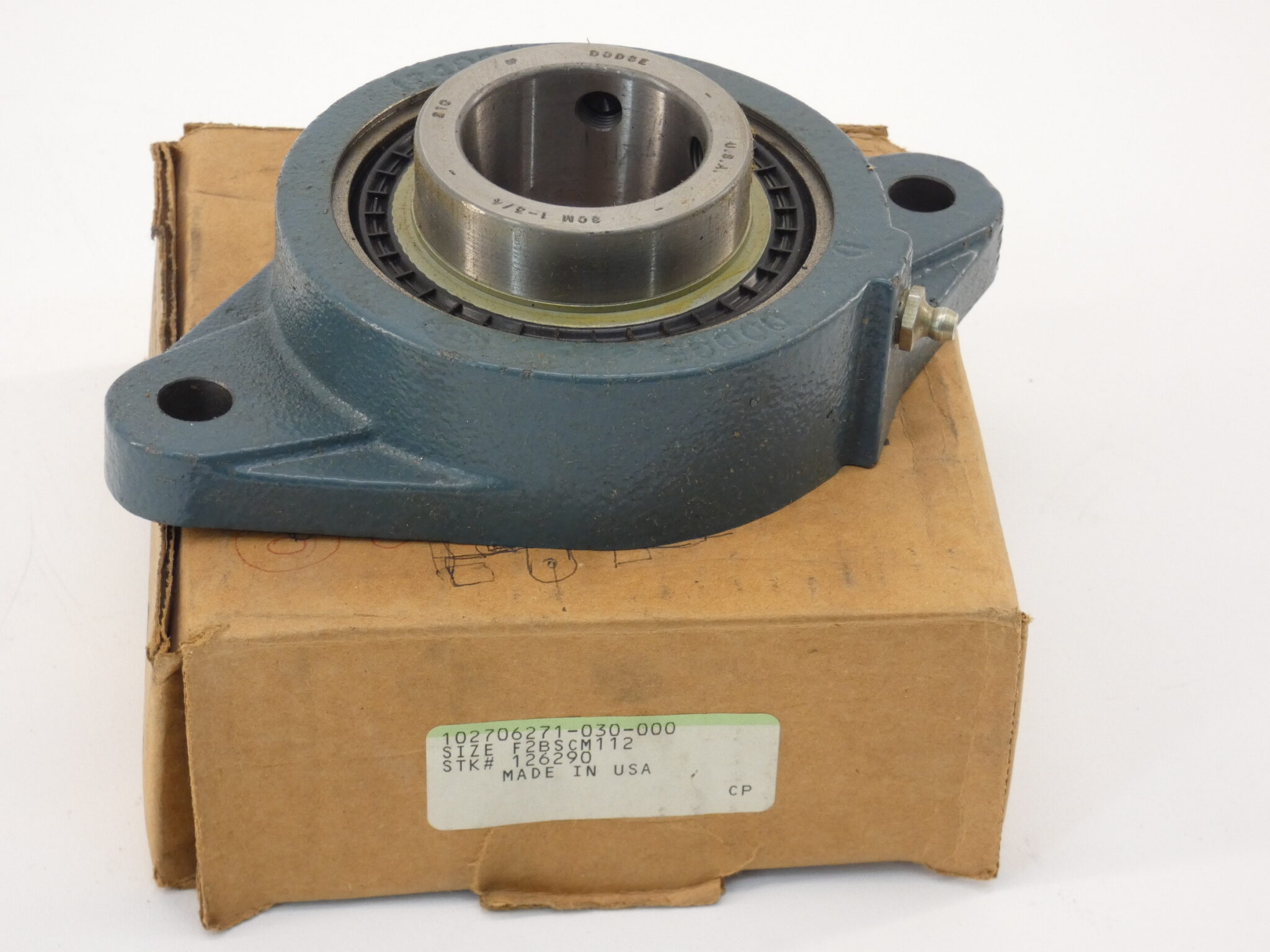2-Bolt Flange Bearing - 1" Bore, Ball Bearing Insert, 400 Lb Dynamic Load, Pressed Steel Housing