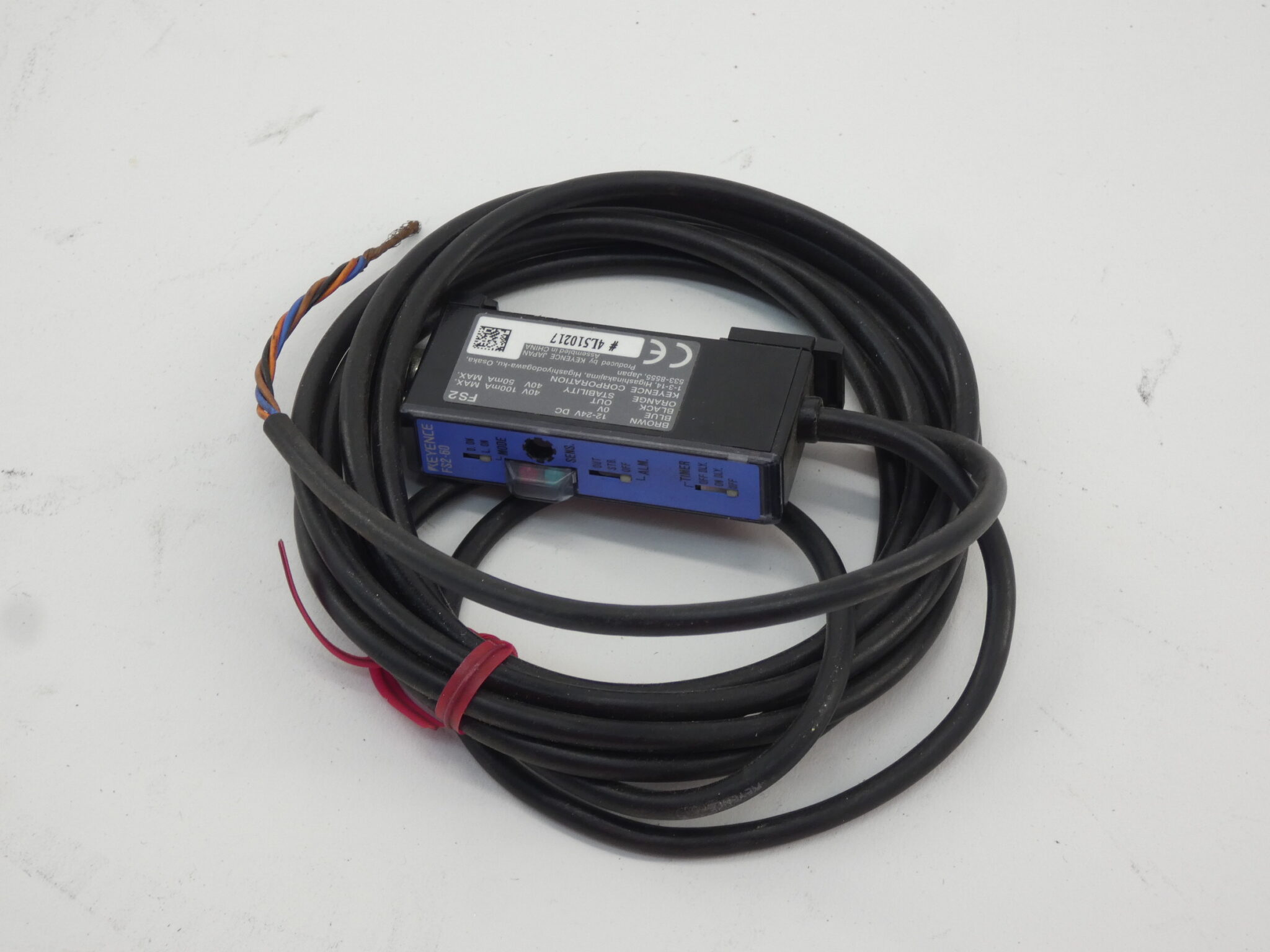 Keyence FS2-60 7' Photoelectric Fiber Optic Sensor Amplifier Cable 7FT