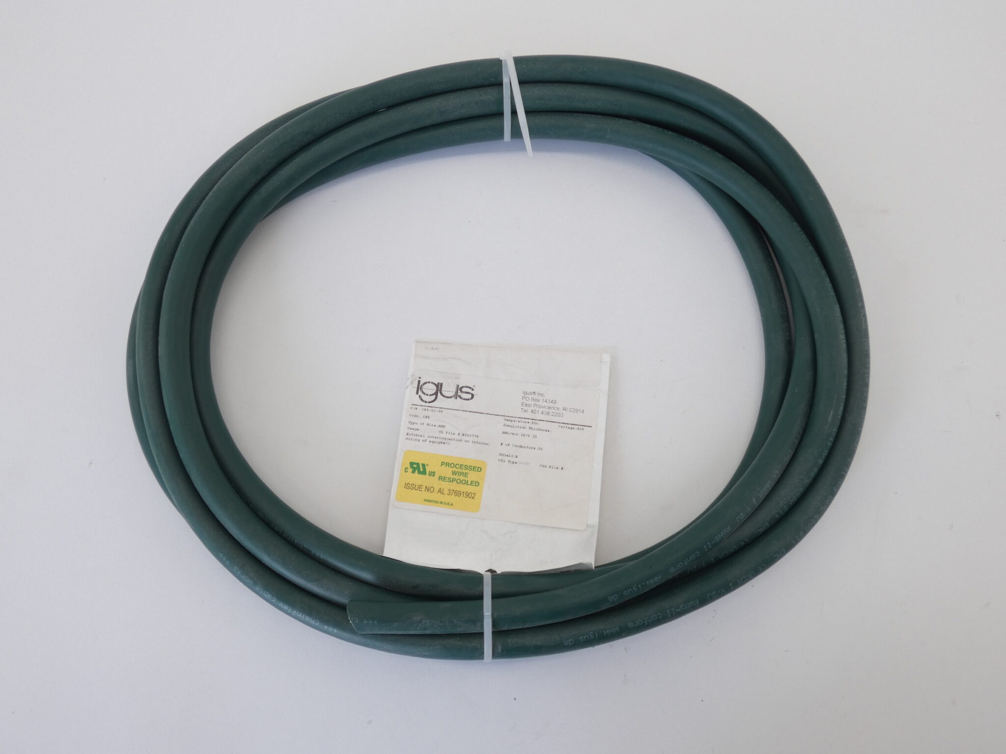 Igus CF5-02-36 Chainflex Cable Green 15 Ft - NEW Surplus!