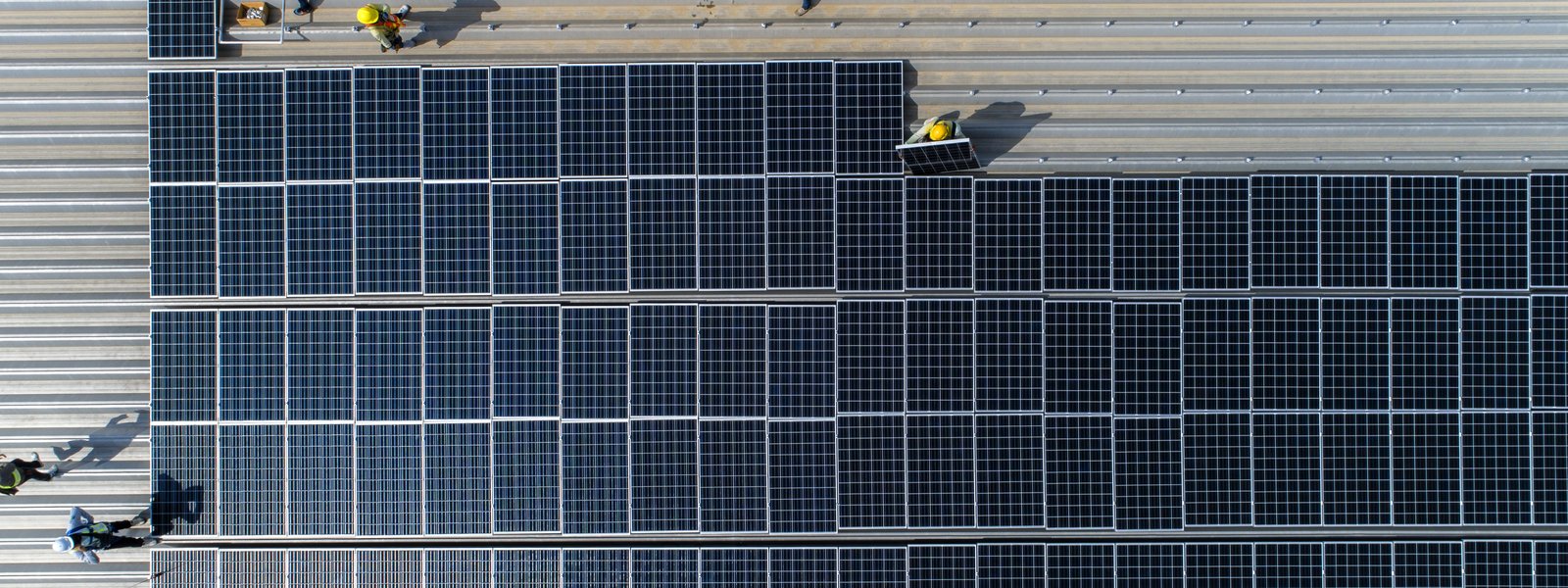 Aerial view of solar on industrial building