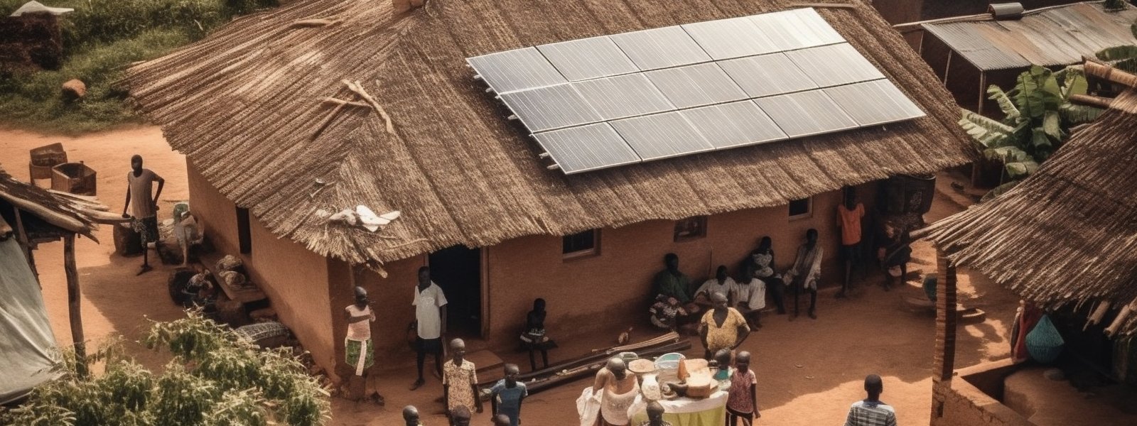 Solar panel on hut in rural Africa