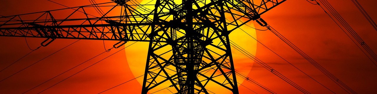 electricity tower sunset