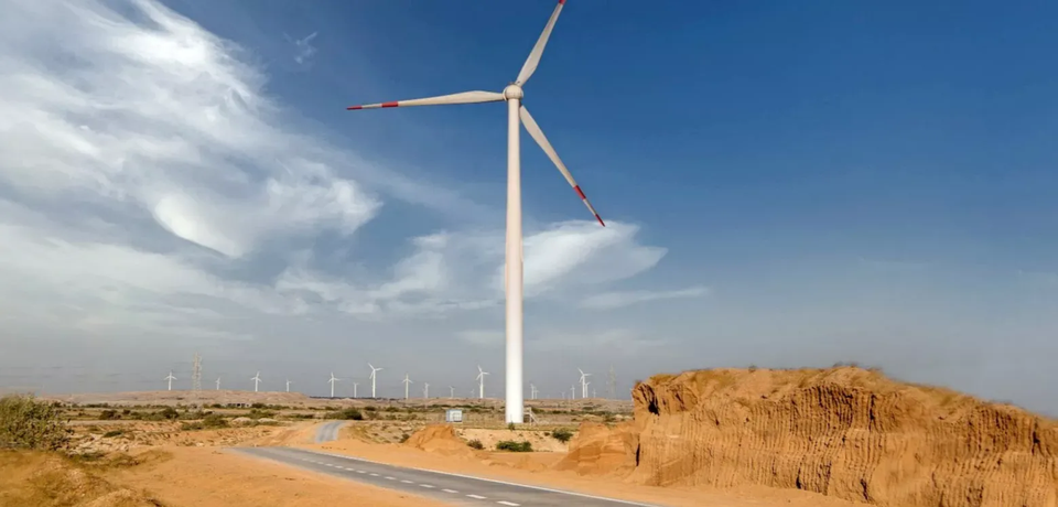 Landscape with windmills, probably Pakistan