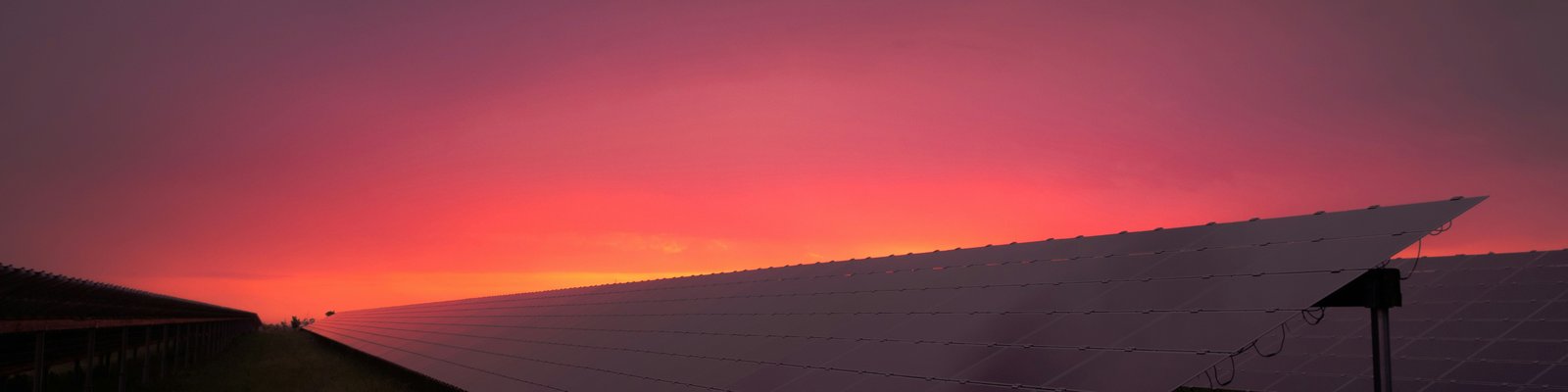 Solar panels, dark, sunrise or sunset
