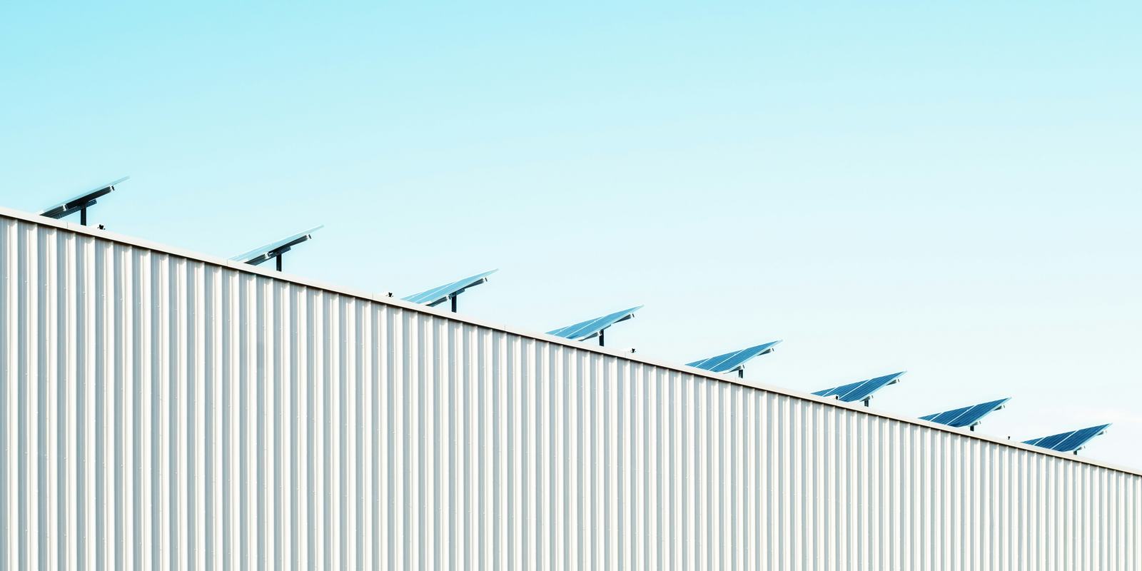 Solar panels on a commercial building roof