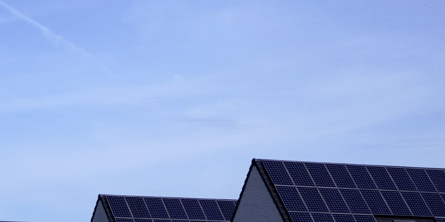 Solar panels under a clear sky