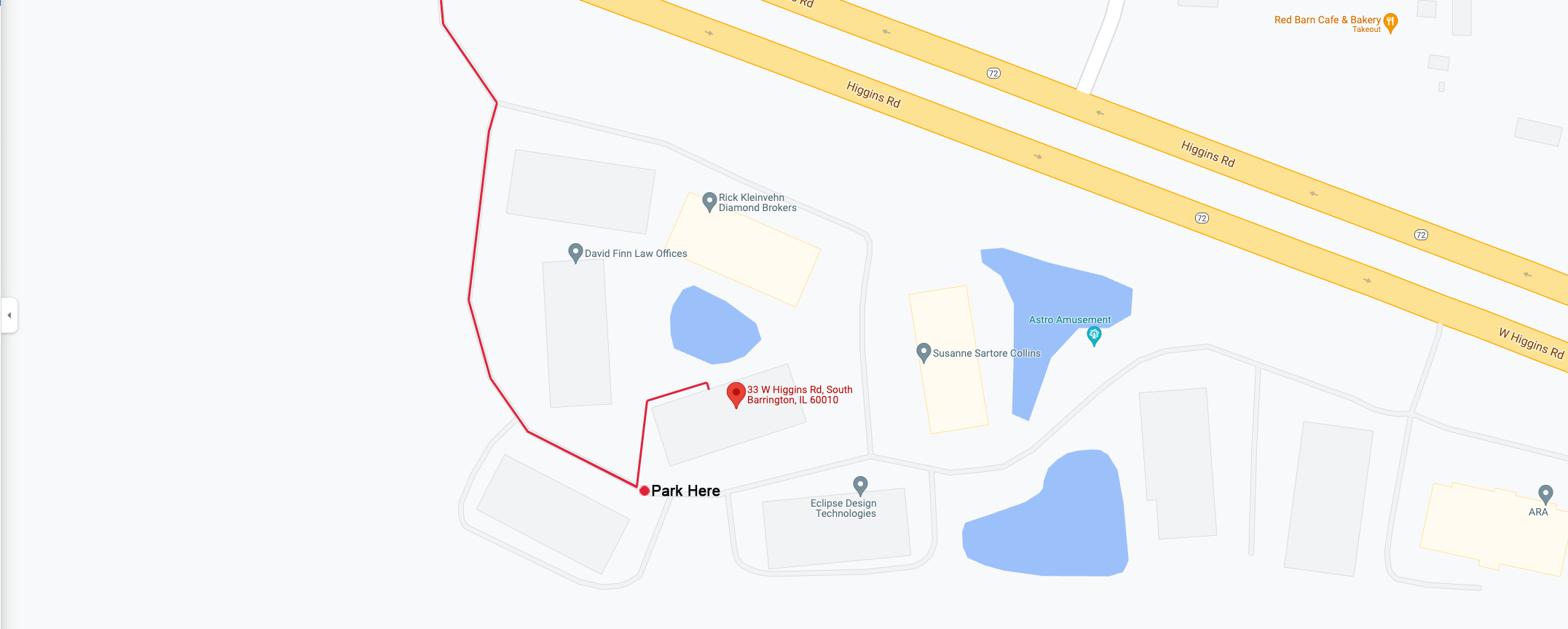 Large small showing location of the agency office.