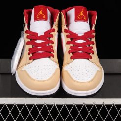 Air Jordan 1 Mid Beige Red AJ1 1 554724201