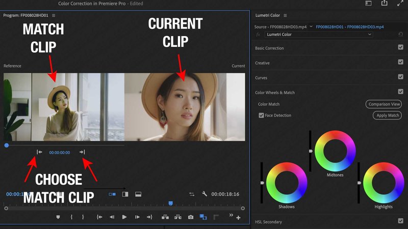 Premiere Pro Lumetri Color Panel Color Match & Clip