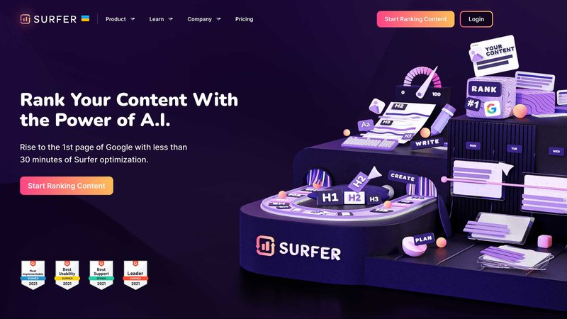 SurferSEO Home Page