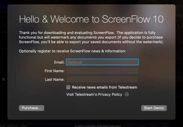 Register Screenflow