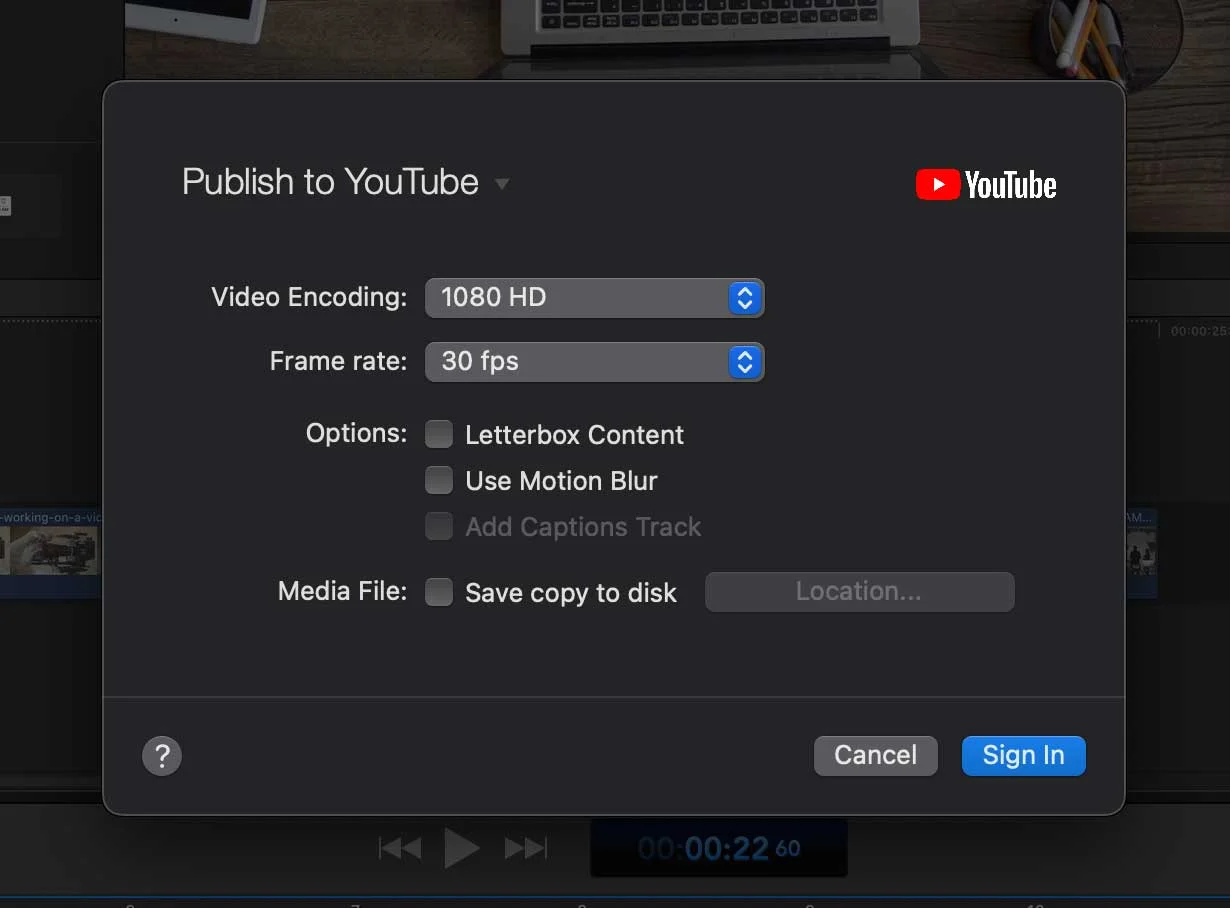 Screenflow Export to YouTube