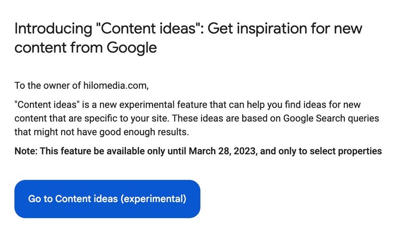 GSC Content Ideas Email