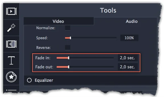 movavi video editor audio fading audio