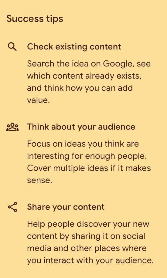 GSC Content Ideas success tips