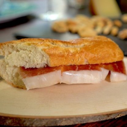 Jamón Ibérico de Bellota sandwich. Spanish tapa