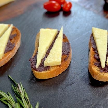 Manchego Cheese with Olive Spread Spanish Tapa