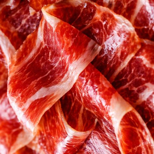 Jamon Iberico de Bellota closeup. Pata Negra