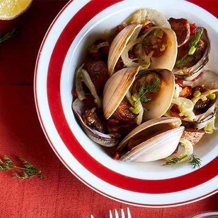 Delicious clams with Chorizo Ibérico de Bellota