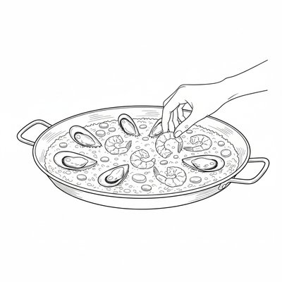 Step 3: Place seafood on top of rice