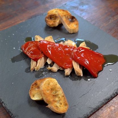 Ventresca tuna belly with piquillo peppers Spanish tapa