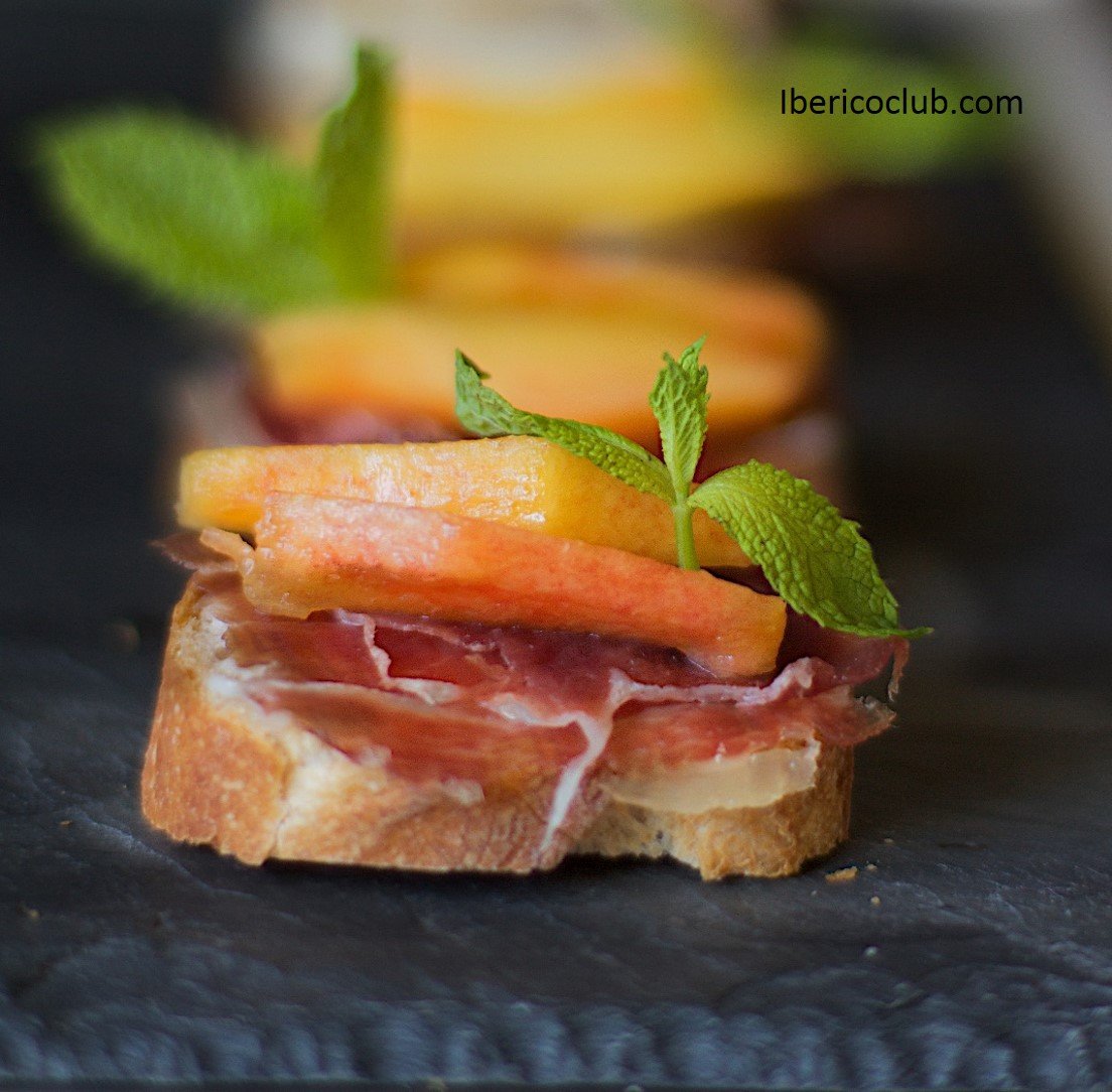 Magical Tapa with Jamon Iberico de bellota with peach