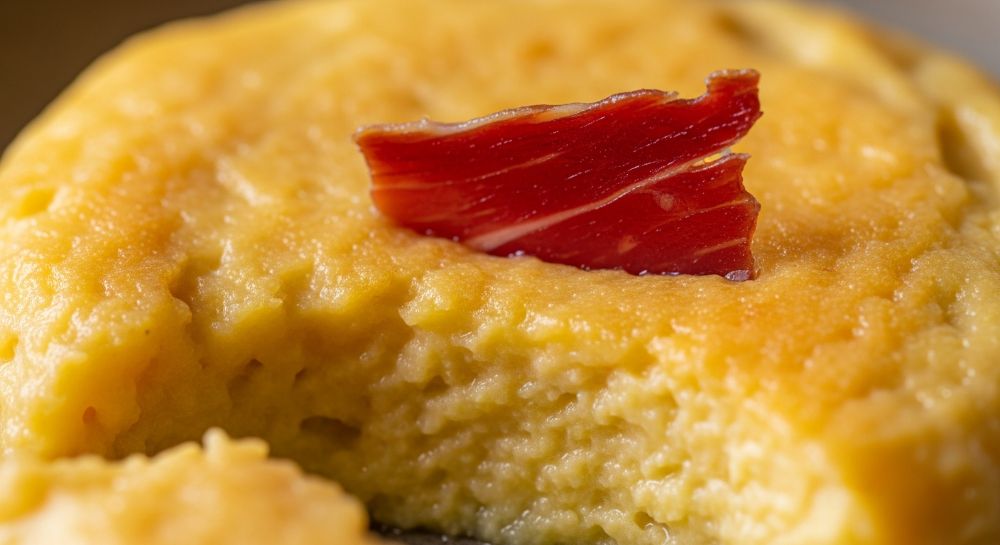 Trotilla cream au gratin with jamon