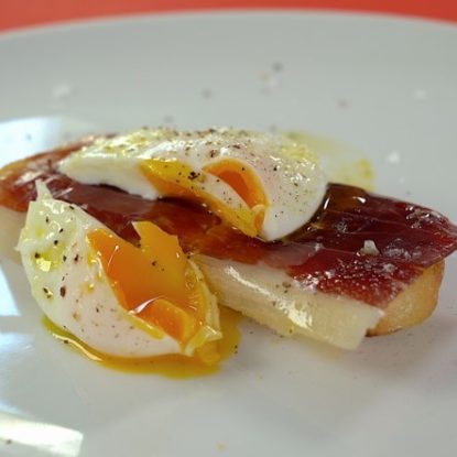 Jamón Ibérico de Bellota with Poached egg Spanish Tapa