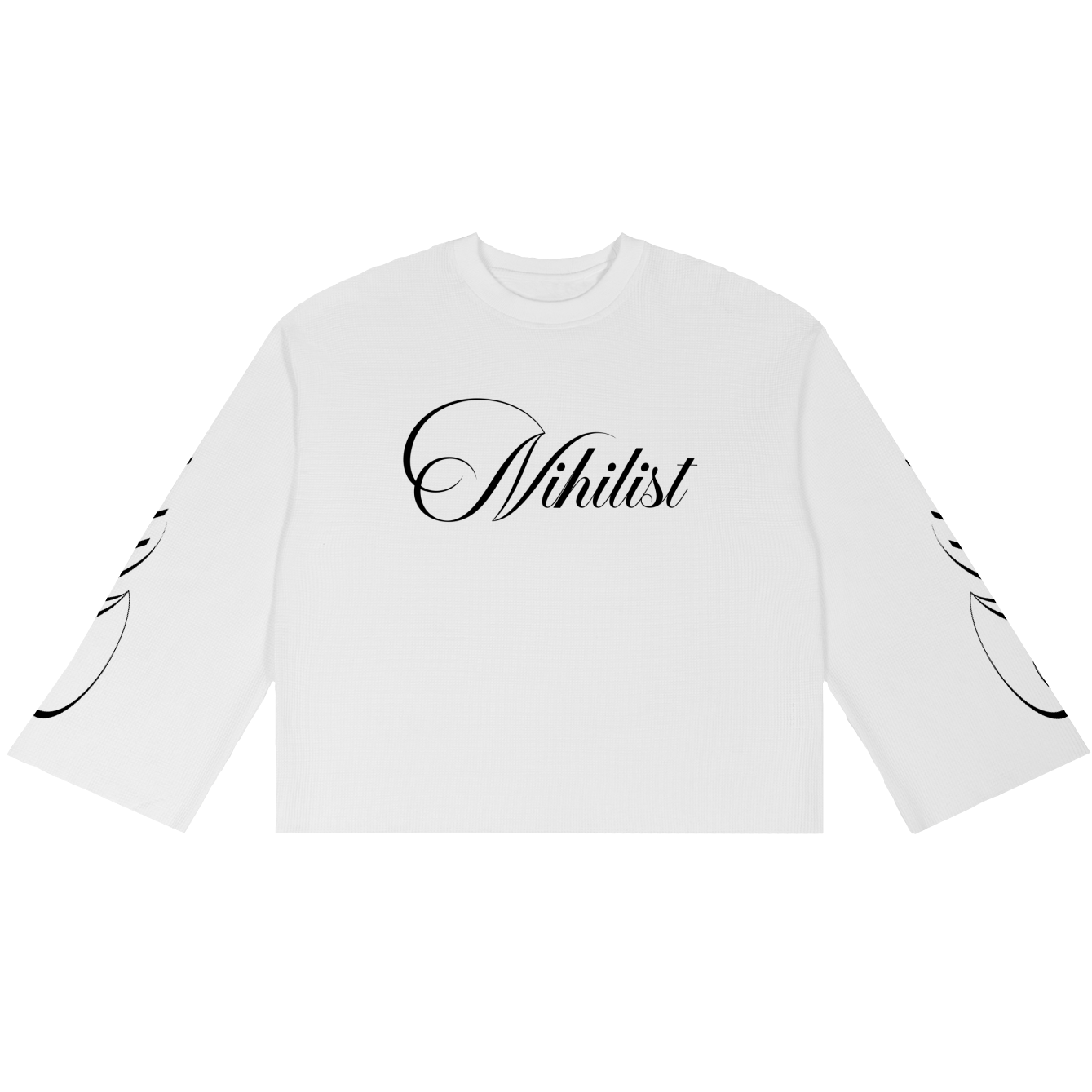 'Nihilist' Waffle Raw Edge Long Sleeve