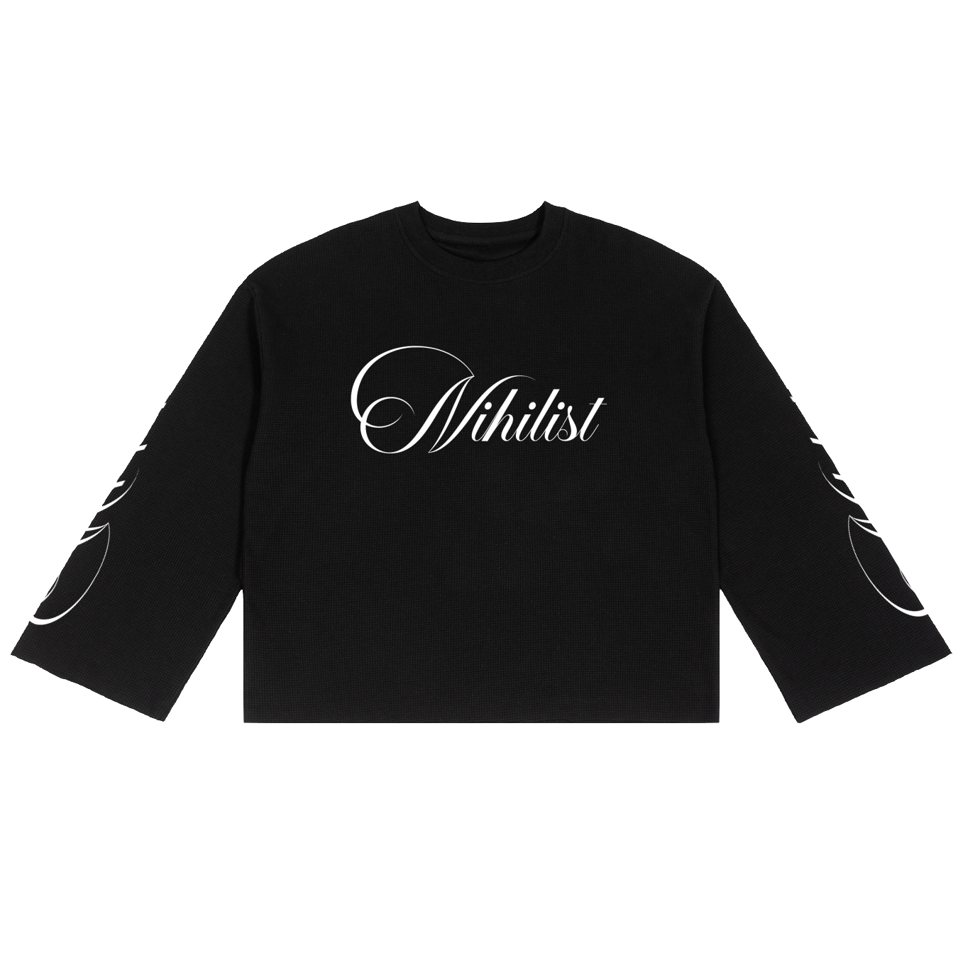 'Nihilist' Waffle Raw Edge Long Sleeve