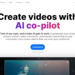 Historical InVideo homepage with a Create videos with AI co-pilot headline and a partial video-editor preview.